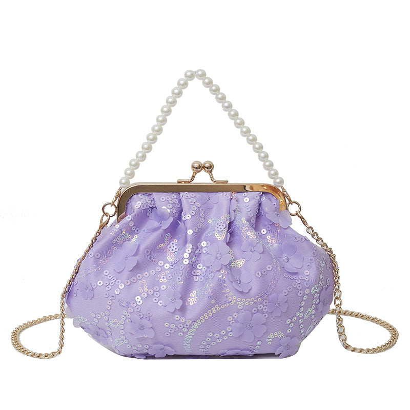 Elegant Floral Sequin Evening Clutch