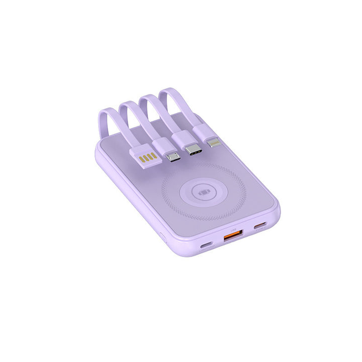 Portable charger with multidimensional charging cable system and wireless charging function Kalsten