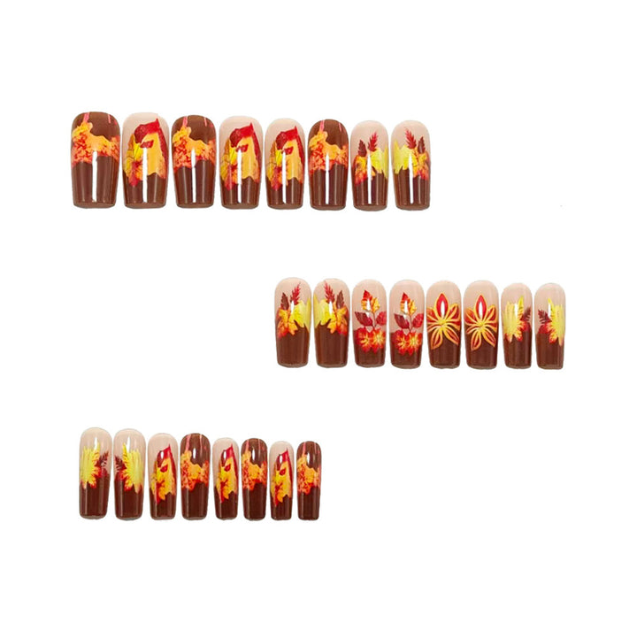 Artificial nails in elegant autumn design with leaf motifs Kalsten