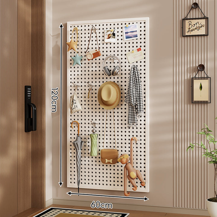 Wall-Mounted Perforated Pegboard Organizer Panel Large Square with Modular Hooks and Accessories