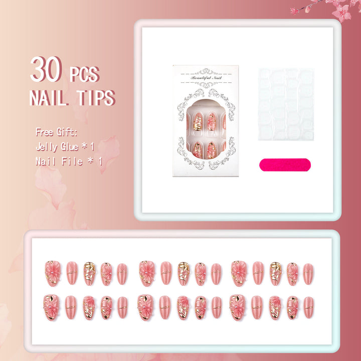 Decorative Floral-Accented Press-On Nail Set