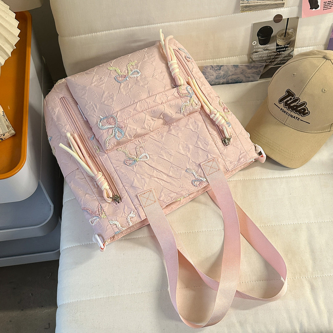 Embroidered Quilted Backpack Kalsten