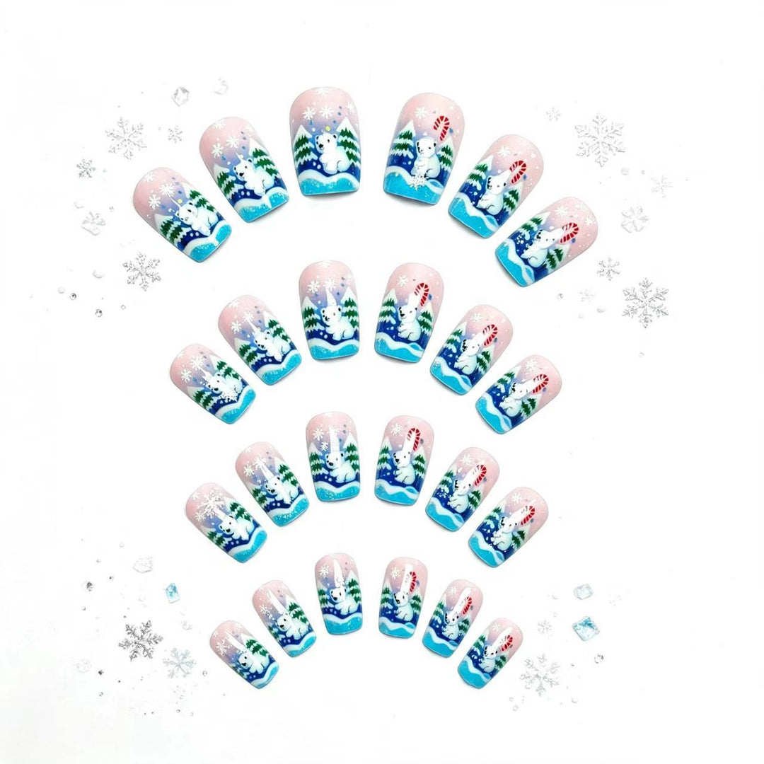 Artificial nails with cute winter landscape design Kalsten