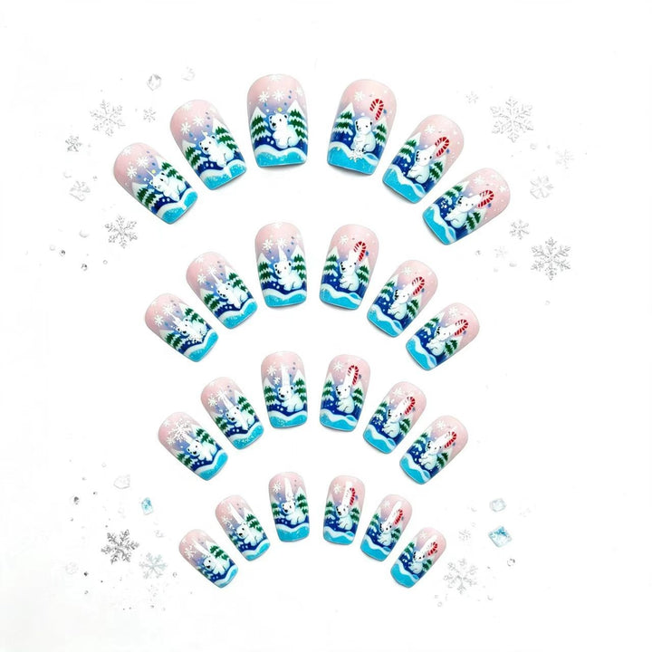 Artificial nails with cute winter landscape design Kalsten