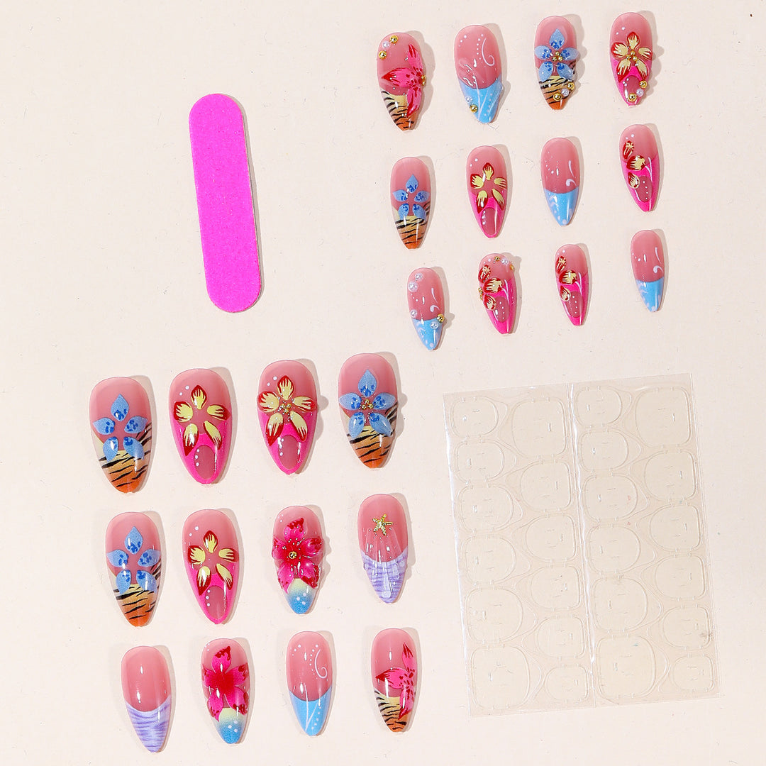 Artistic 3D Floral Nail Extensions Kalsten
