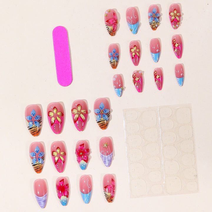 Artistic 3D Floral Nail Extensions Kalsten