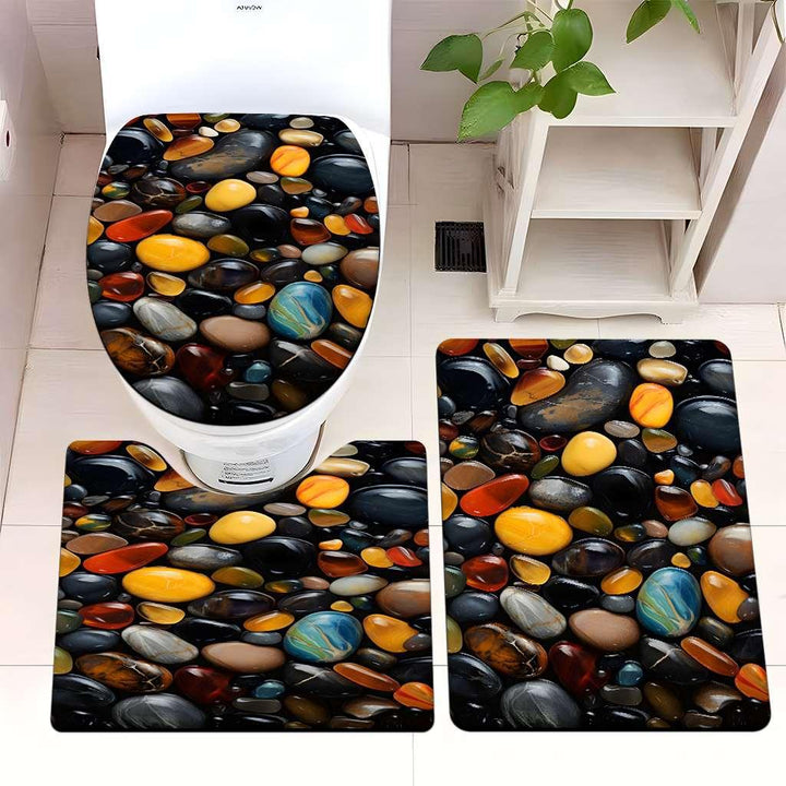 Decorative Rock and Butterfly Bathroom Mat Set Kalsten