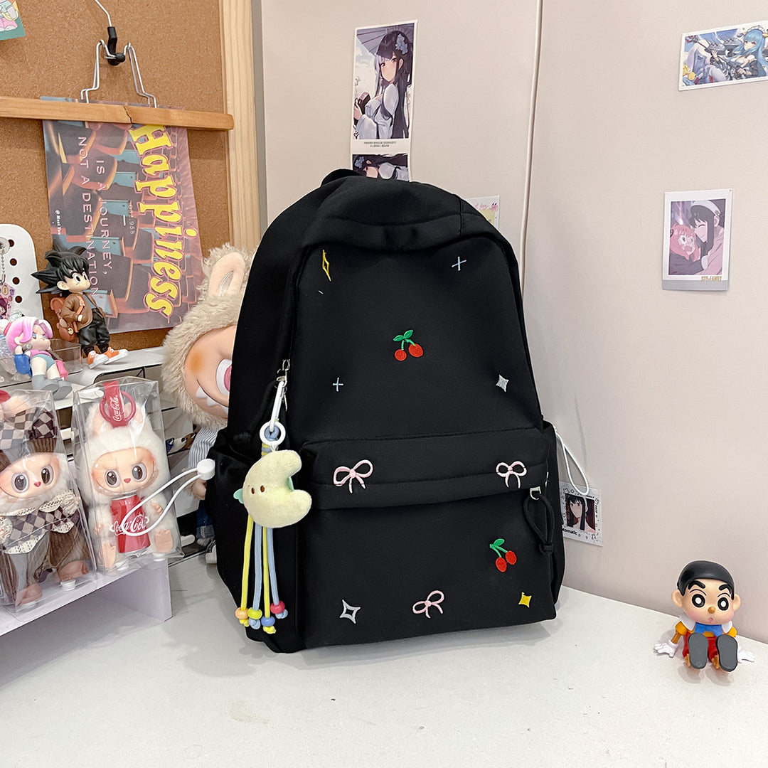 Cute Illustrated Cherry-Embellished Backpack Kalsten