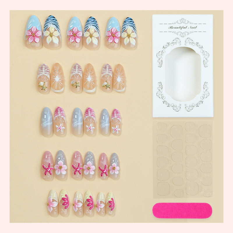 Creative nail art set with floral accents and pastel motifs Kalsten