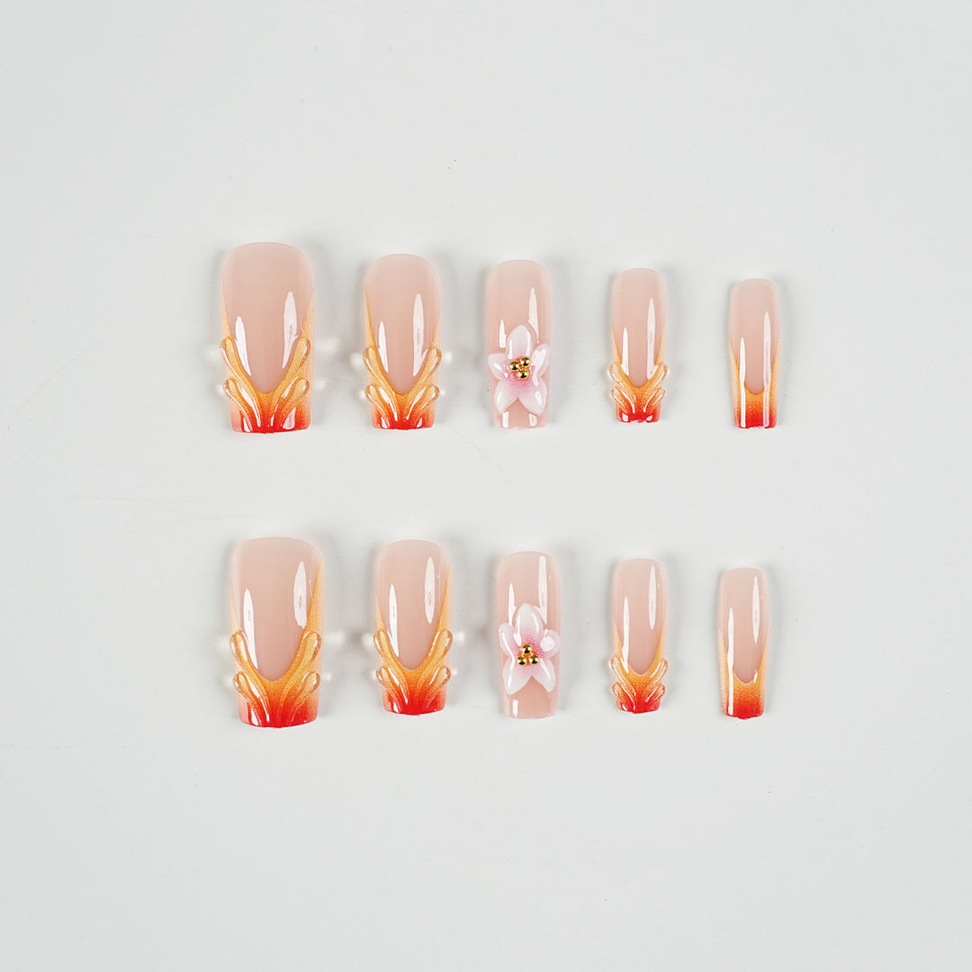 Artistic Floral Press-On Nail Enhancements