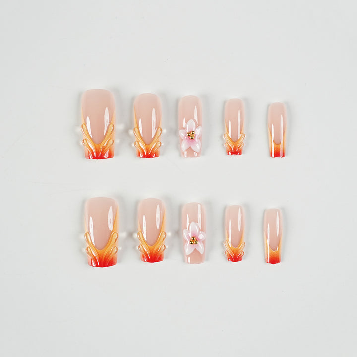 Artistic Floral Press-On Nail Enhancements