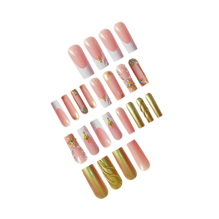 Luxury 3D Decorative Press-On Nails with Gem Accents Kalsten