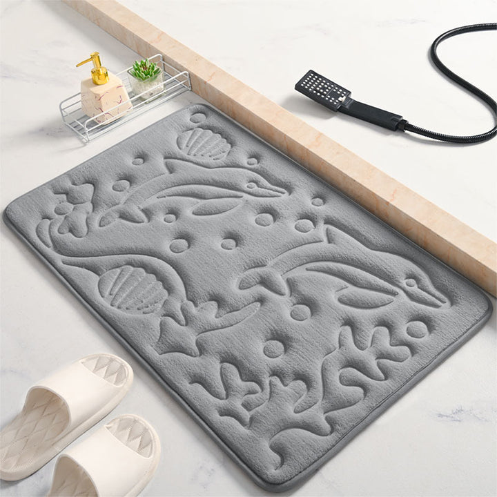 Decorative Bath Mat with Dolphin Design Kalsten