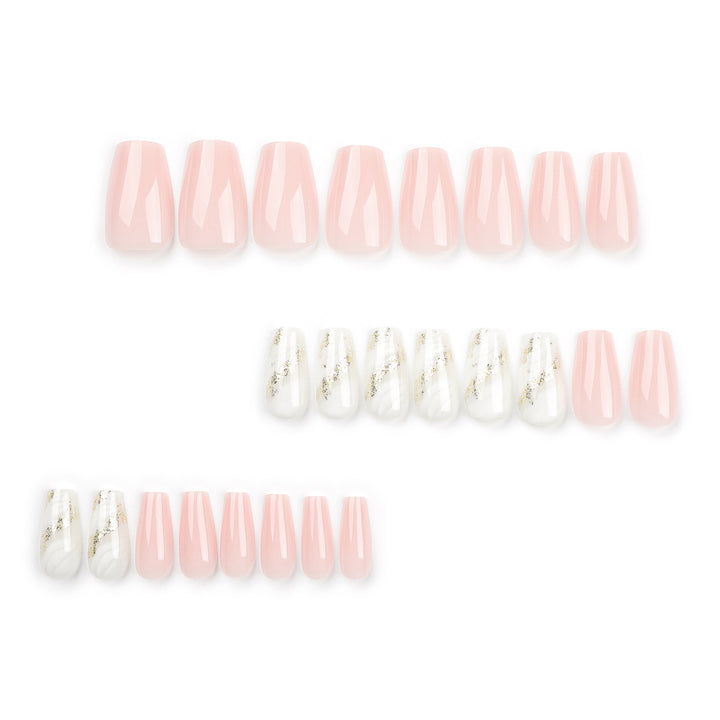 Artistic Nail Extensions with Elegant Gold Design Kalsten