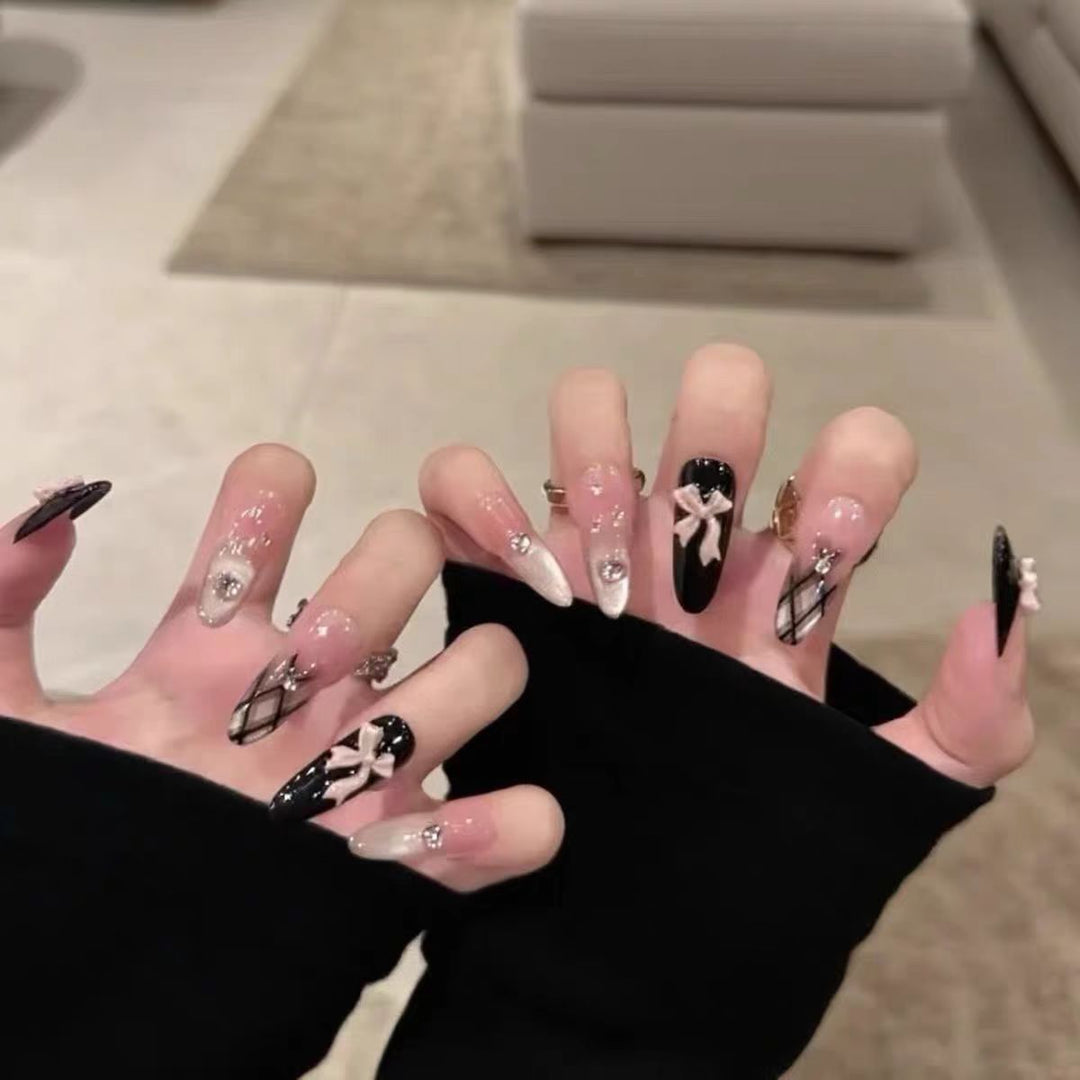 Glossy French Tip Press-On Nails Kalsten