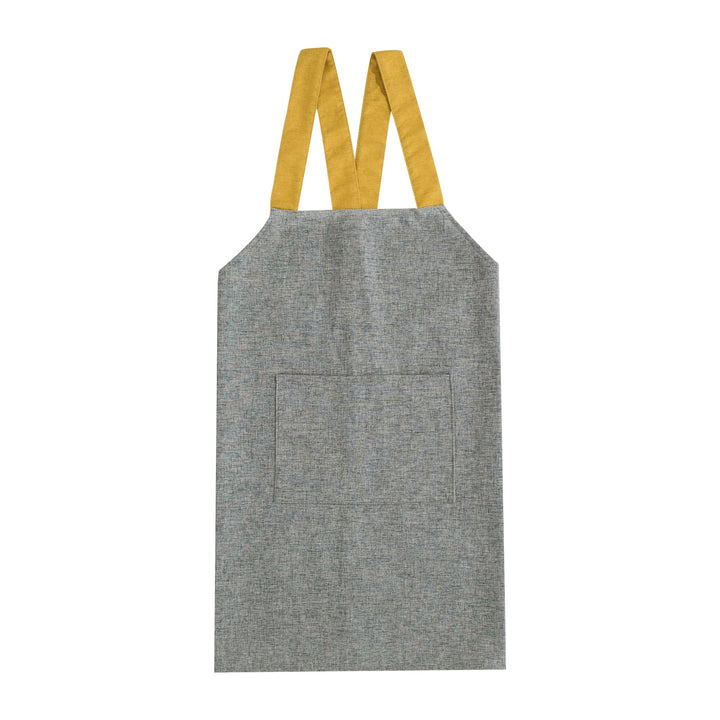 Adjustable canvas apron with wide contrast straps and applied front pocket Kalsten