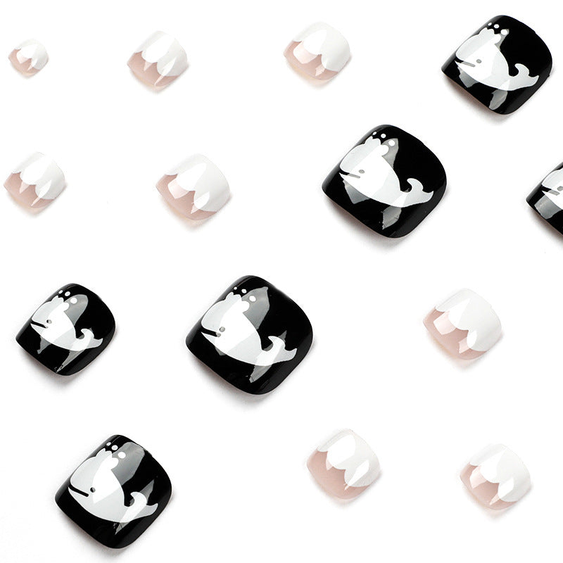 Artful toenail art with a moody whale motif Kalsten