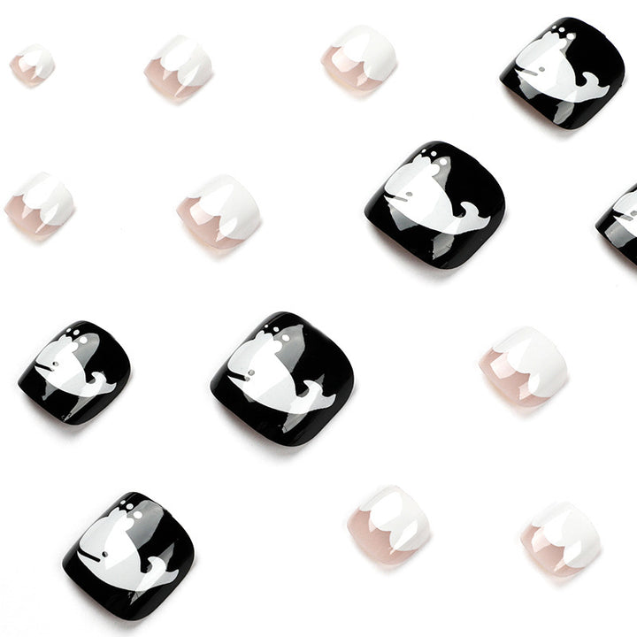 Artful toenail art with a moody whale motif Kalsten