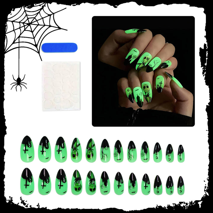 Halloween Artificial Nail Set with Creative Spooky Designs Kalsten
