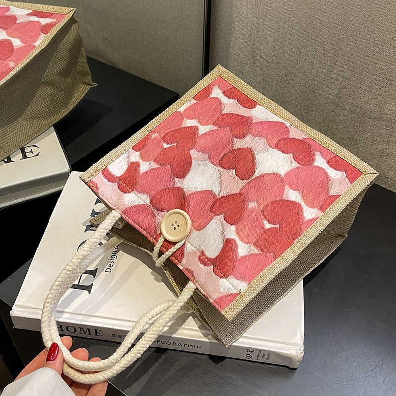 Heart-Patterned Casual Tote Bag