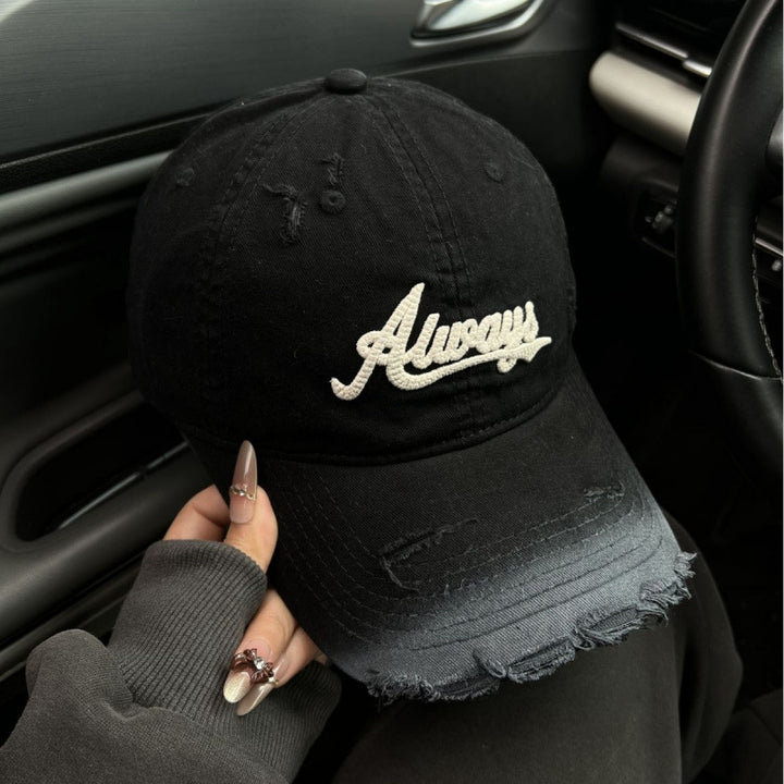Women's Distressed Denim Style Baseball Cap Kalsten