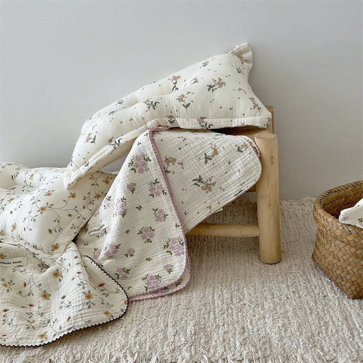 Unisex versatile muslin blanket with floral accents Kalsten