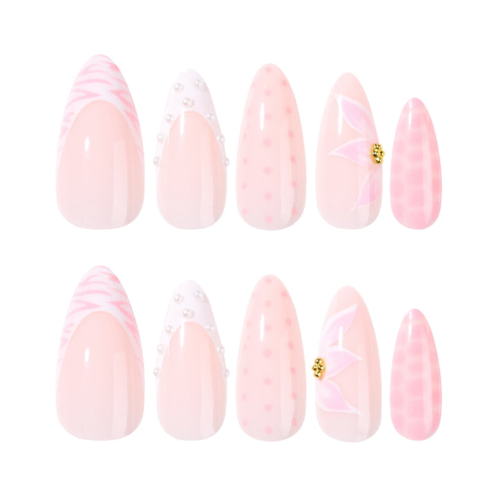 Artistic stiletto nails with elegant 3D decorations Kalsten