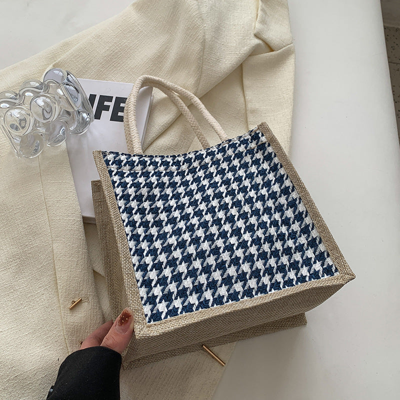 Handcrafted Houndstooth Tote Bag