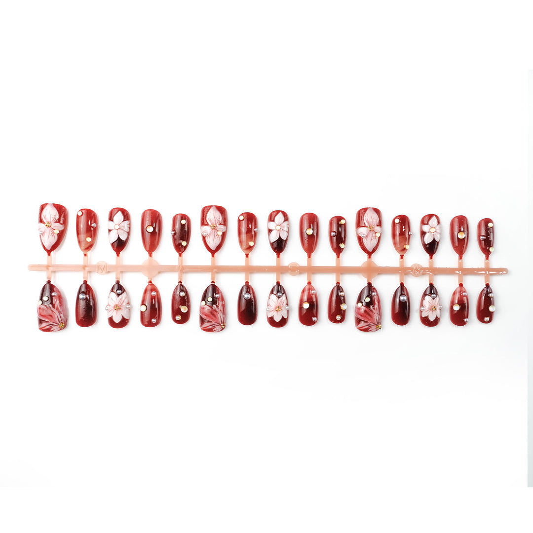 Elegant Floral Press-On Nail Art Set Kalsten