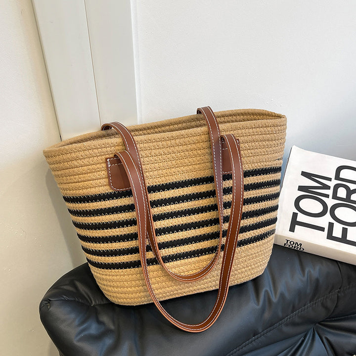 Striped Woven Beach Tote Bag Kalsten