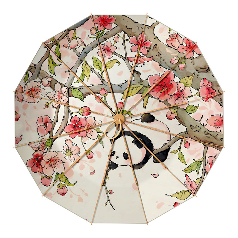 Women's elegant folding parasol with floral accents and practical carrying bag Kalsten
