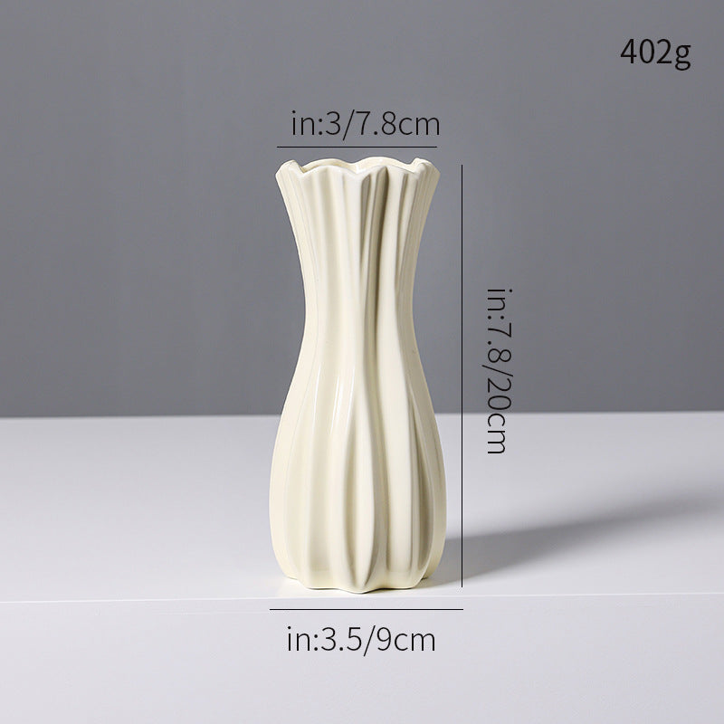 Elegant Fluted White Ceramic Vase Kalsten
