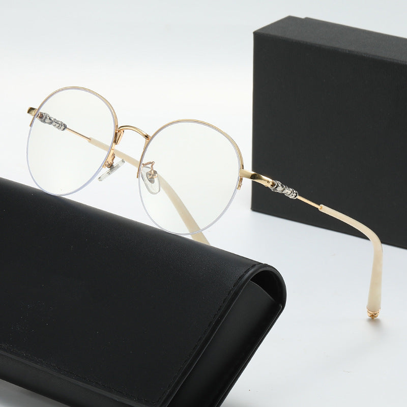Women's round sunglasses with elegant metal frame and comfortable nose pads Kalsten