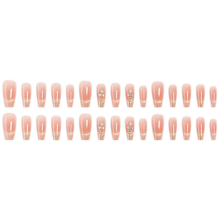 Artificial nail set with sparkling glitter and 3D applications Kalsten