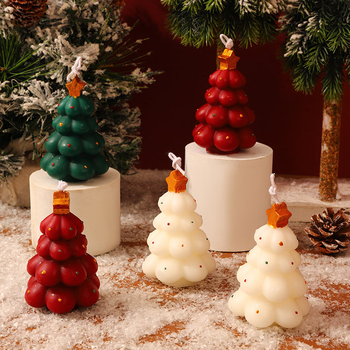 Hand-Poured Christmas Tree Hanging Decorative Wax Candle with Star Top