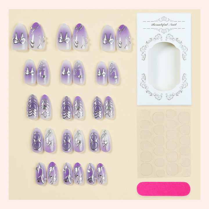 Artistic Press-On Nail Set with Elegant Floral Designs kalsten