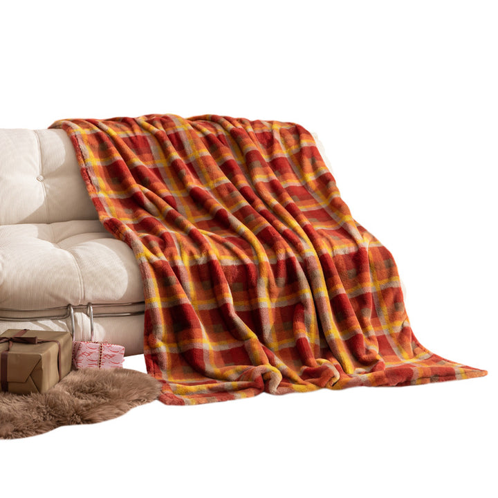Cozy microfiber throw blanket with checkered pattern, extra soft thermal fleece and light heat effect Kalsten