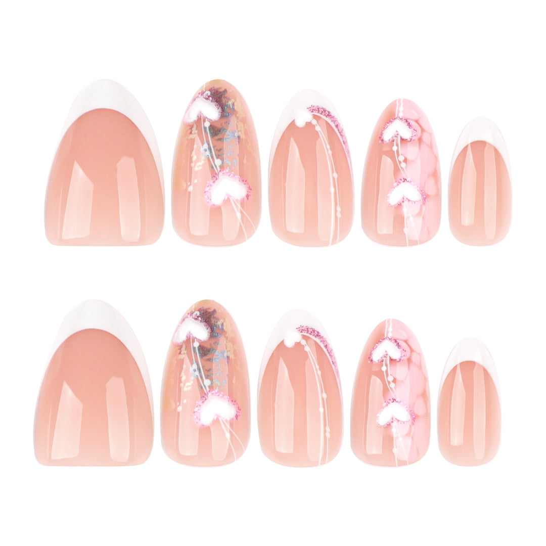 Artistic Gel Nails with Romantic Heart Designs Kalsten