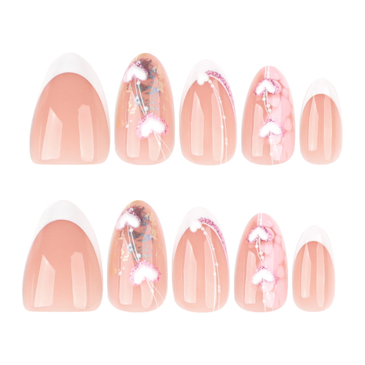 Artistic Gel Nails with Romantic Heart Designs Kalsten