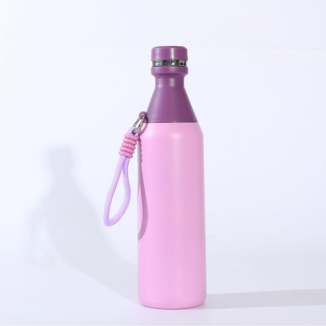 Ladies insulated stainless steel drinking bottle with practical carrying handle Kalsten