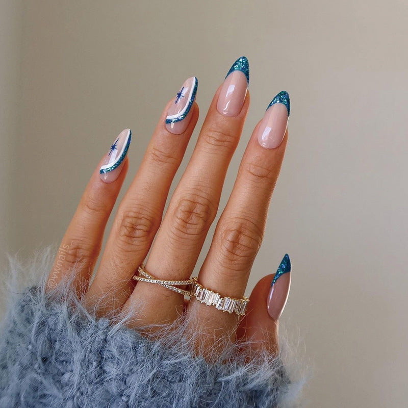 Elegant Stiletto Nails with Glitter and Ombre Design Kalsten