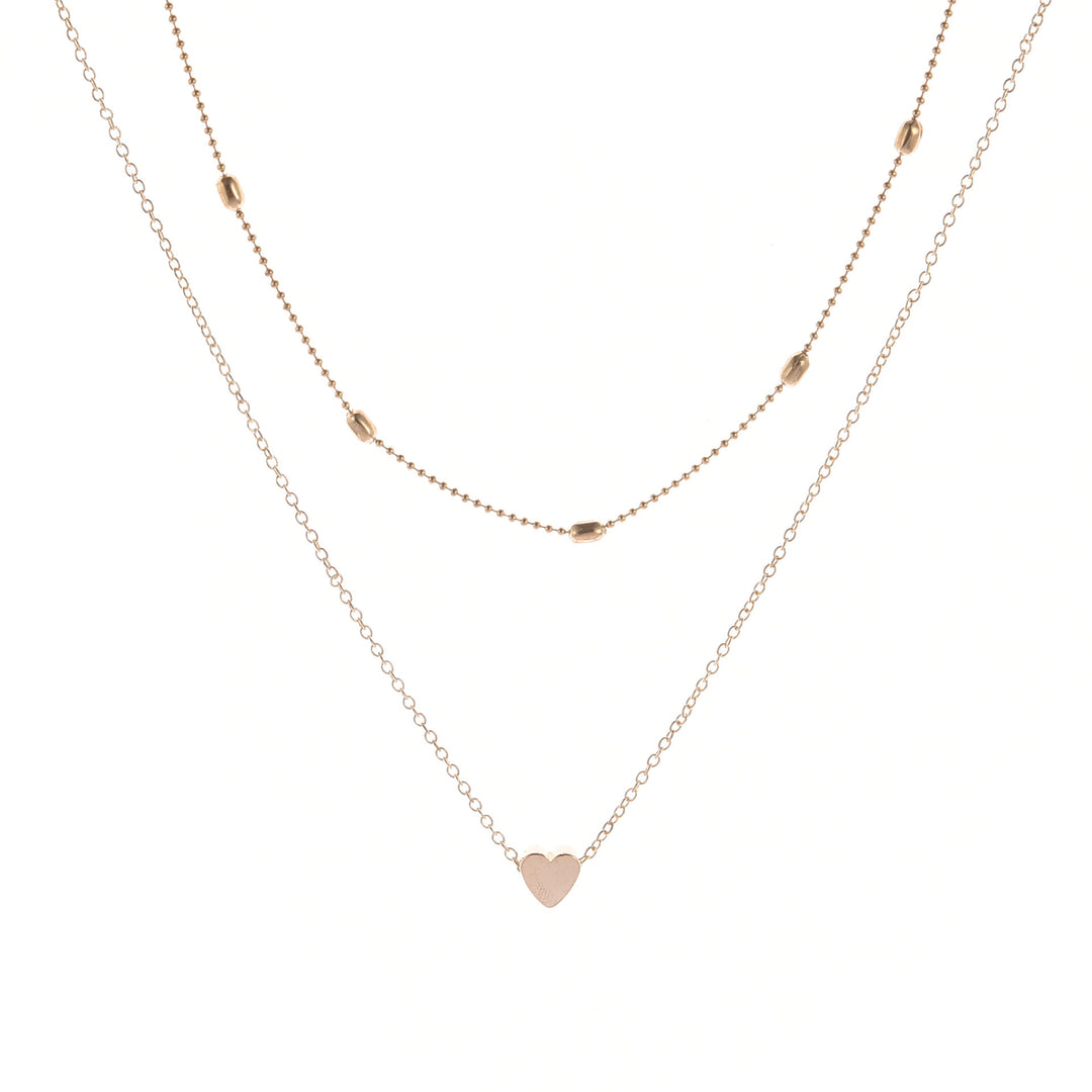 Heart-Shaped Charm Layered Necklace Kalsten