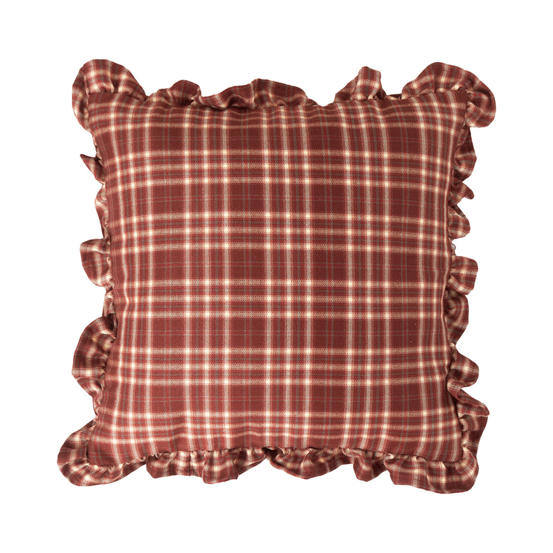 Square decorative cushion cover with ruffles and Vichy check Kalsten