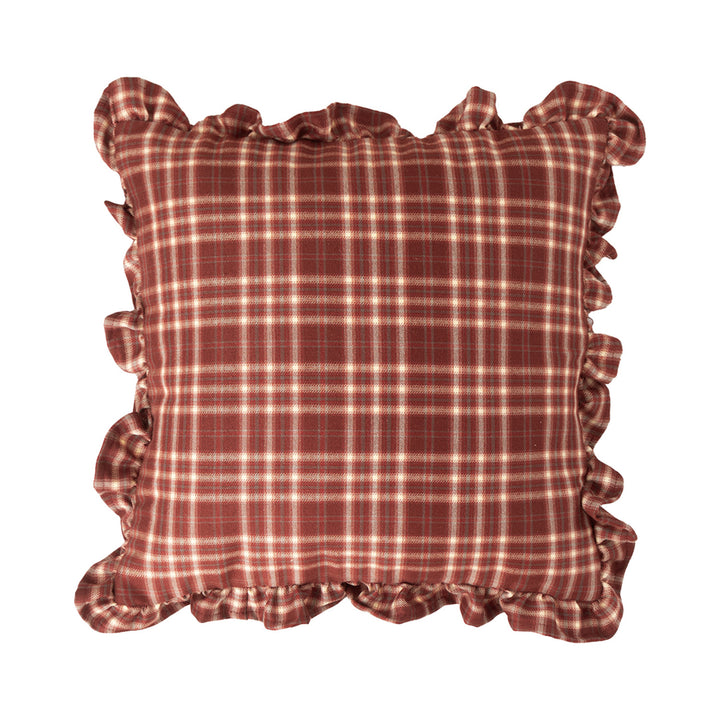 Square decorative cushion cover with ruffles and Vichy check Kalsten