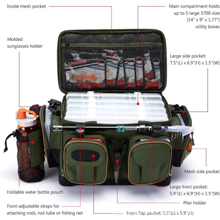 Multi-Compartment Fishing Gear Organizer Bag Kalsten