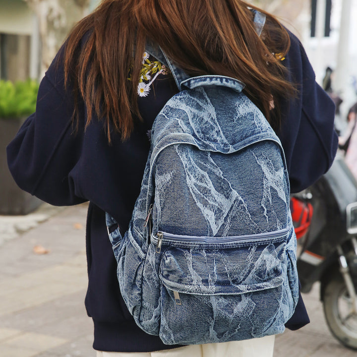 Stylish Textured Denim Backpack Kalsten