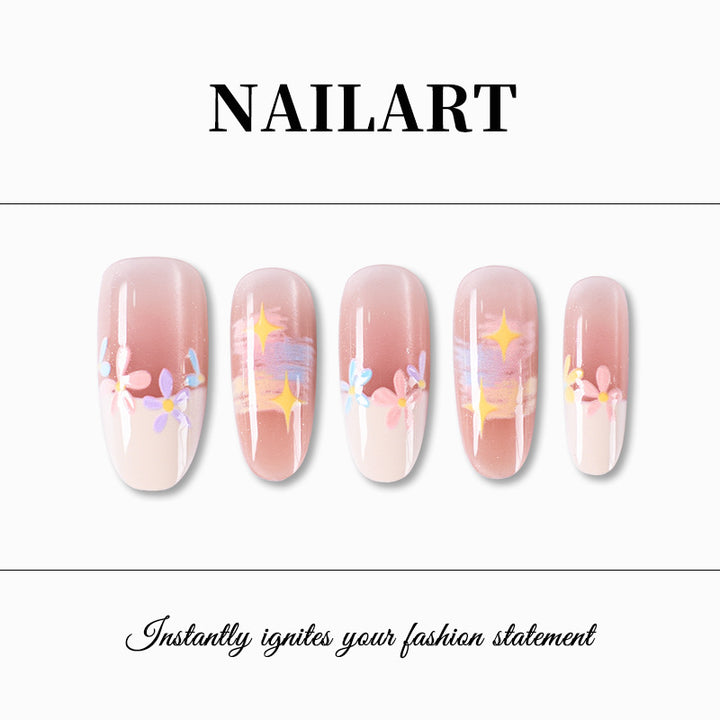 Floral Decorative Press-On Nail Set Kalsten