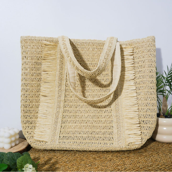 Large Raffia Bag in Natural Style Kalsten