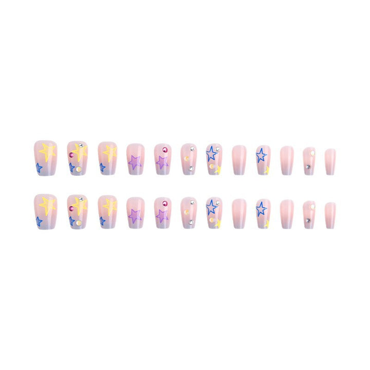 Artificial nail set with elegant blooming decorations and delicate ombre effect Kalsten