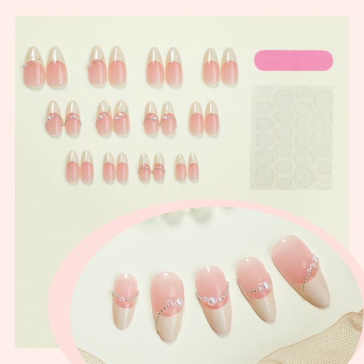 Elegant Ombre Press-On Nail Set with Pearl Accents Kalsten